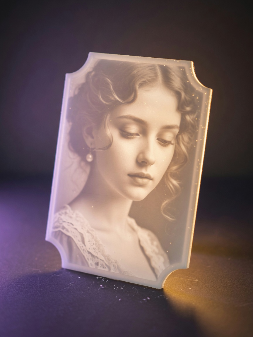 Classic glowing lithophane portrait panel